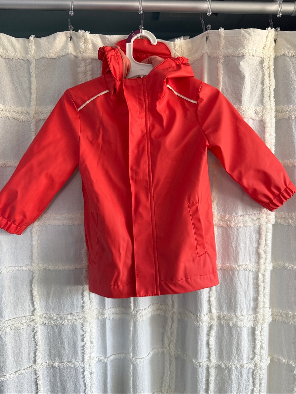Cat & Jack Bright Red/Orange Hooded Raincoat